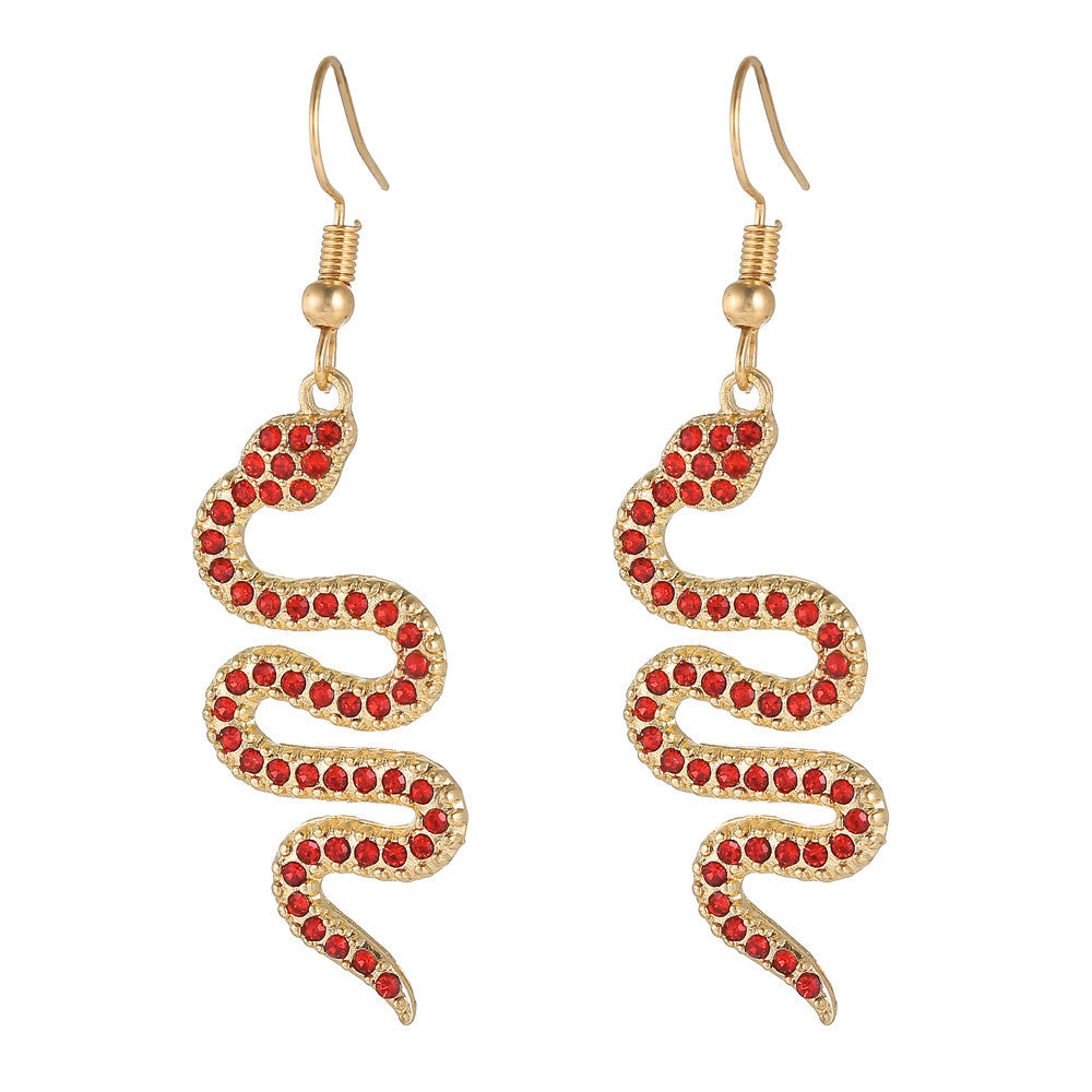Wholesale Exaggerated snake-shaped diamond earrings
